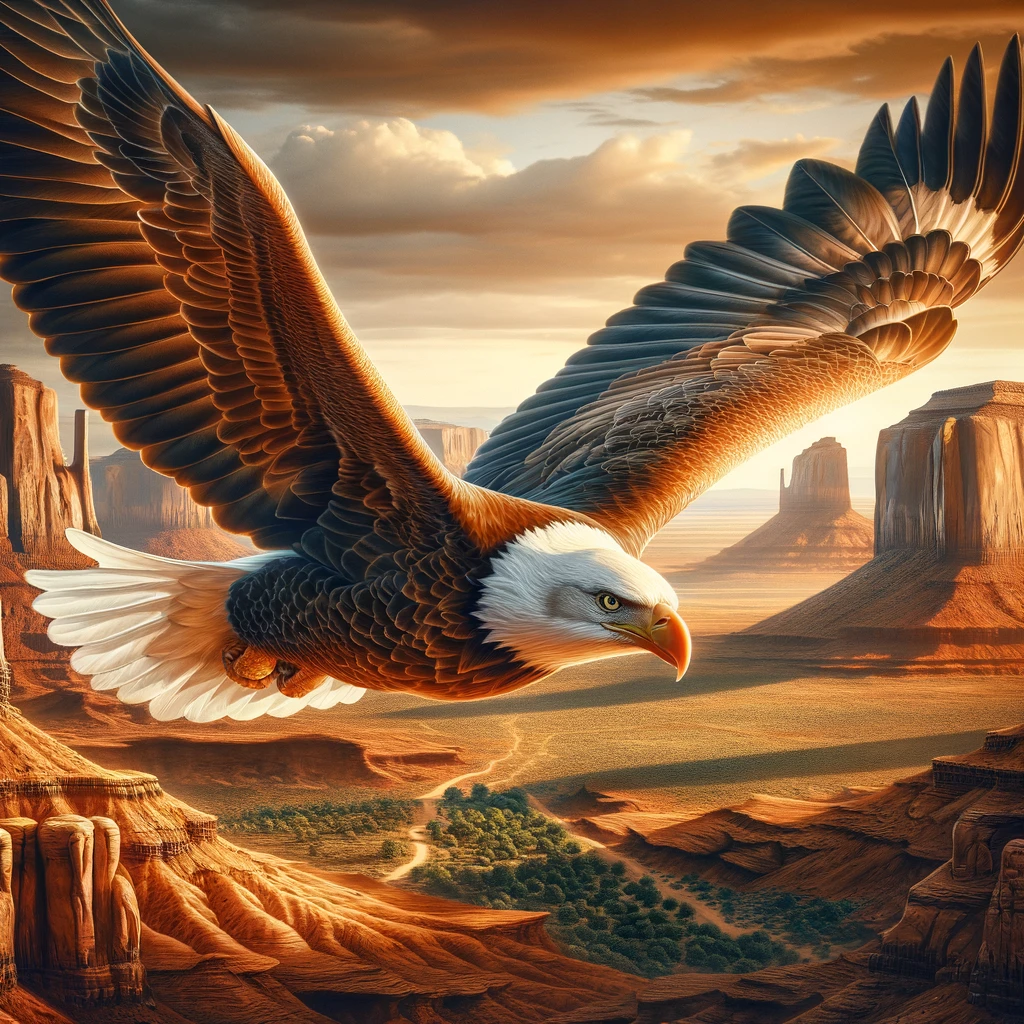 Eagle over Monument Valley